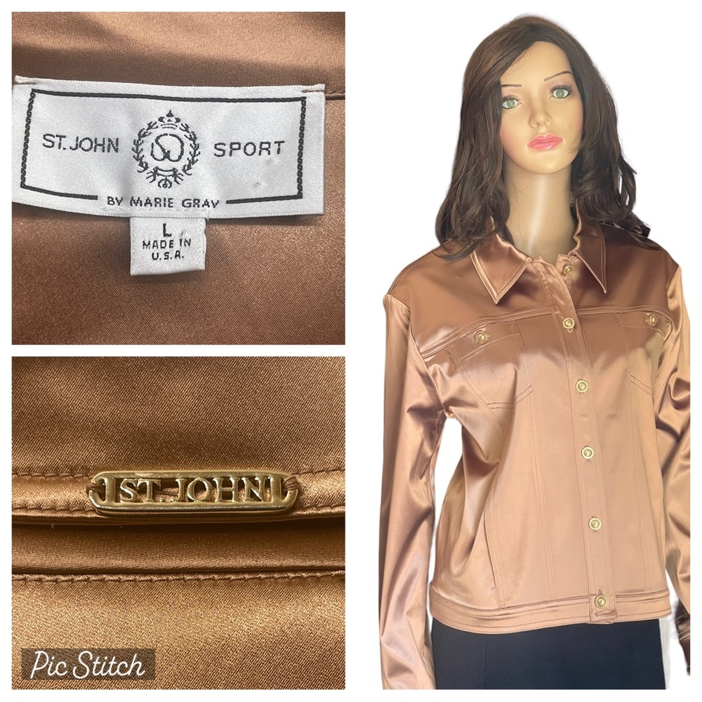 Gorgeous St. John Copper Satin Brown Jacket Size L